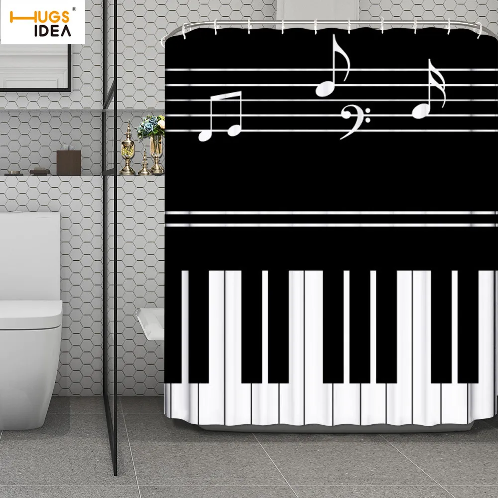 HUGSIDEA занавеска для душа с клавиатурой пианино моющаяся Водонепроницаемая из