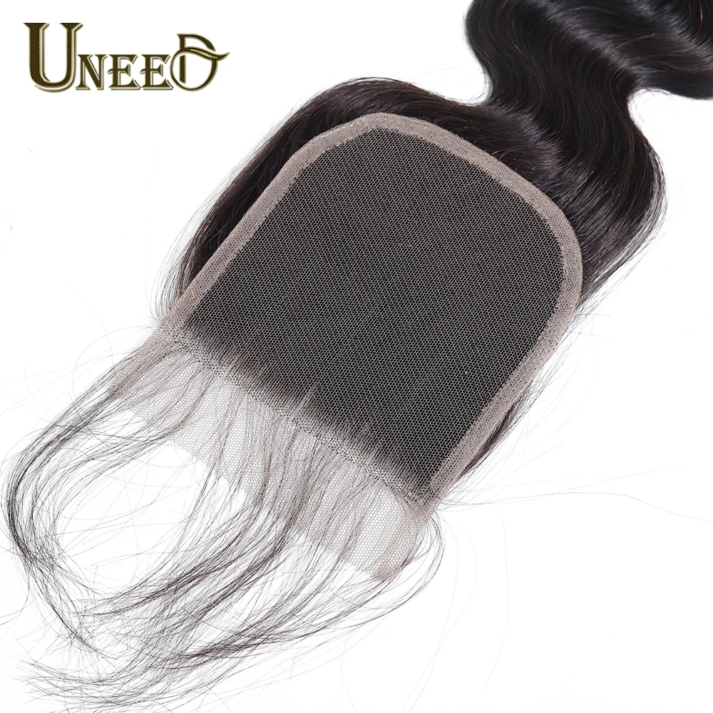 Uneed волосы малазийские объемные волнистые кружева Закрытие Remy человеческих