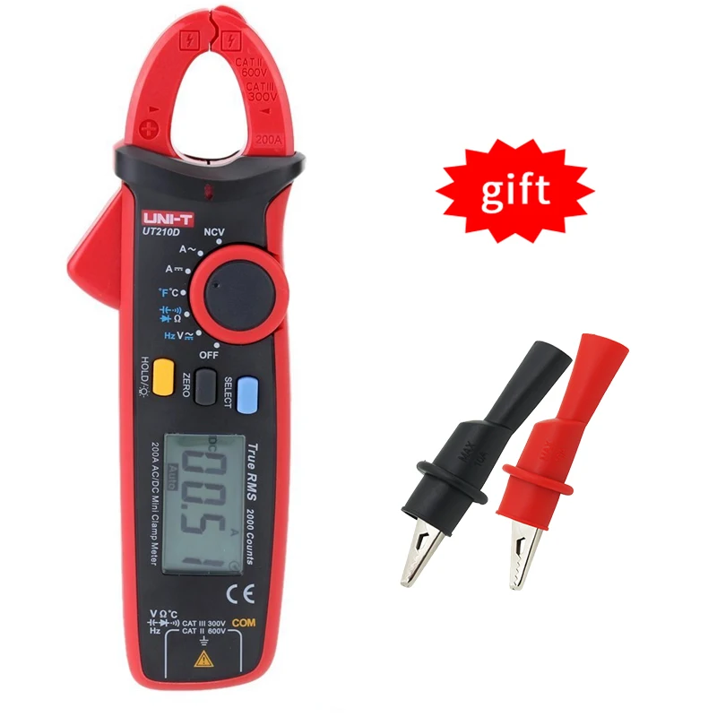 Цифровой мультиметр-зажим UNI-T UT210D измеритель температуры сопротивления