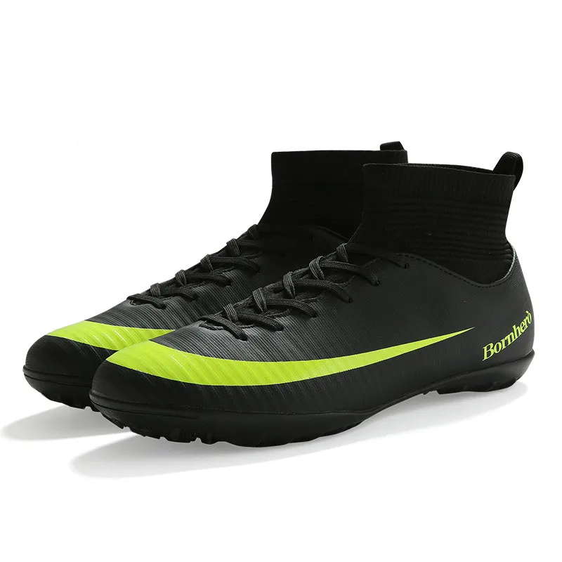

Men's Soccer Shoes High Ankle Cleats Teenager Breathable Kids Sneakers Size 35-45 Grass Training FG/ TF Antiskid Football Boots