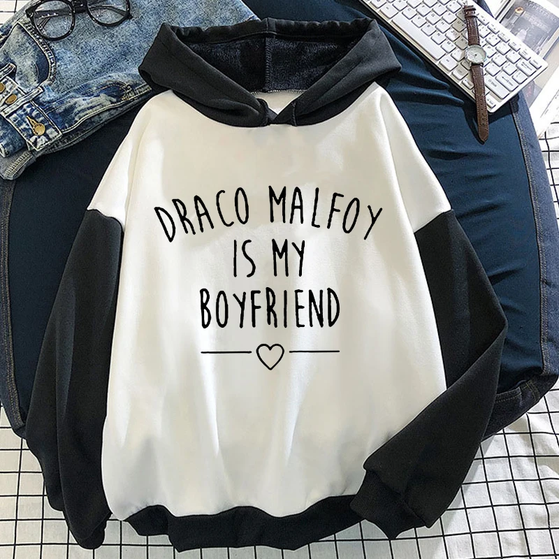 

Fall Hoodies Draco Malfoy Is My Boyfriend Letter Oversized Hoodie Women Black Fashion Pullovers Harajuku Women Sweetshirts 2021