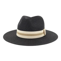 fashion straw hat fedora hat women 2021 panama hat sombrero playa ribbon unisexy elegant flat wide brim jazz summer female cap