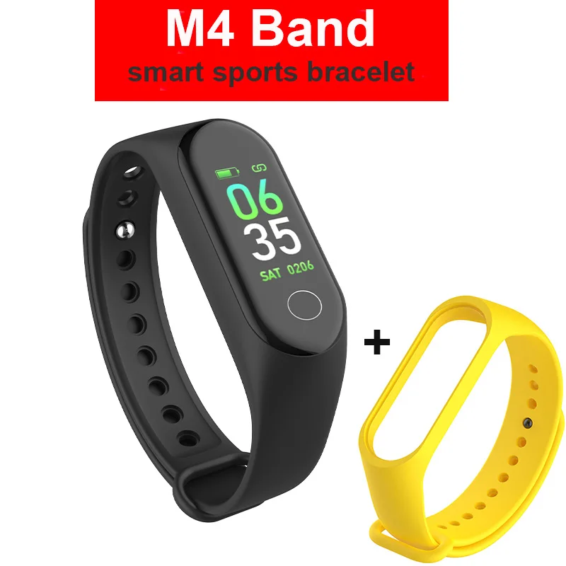 M4 black yellowstrap M4 M3 Смарт-часы Браслет фитнес-трекер спортивный браслет цветной экран Смарт-браслет для iPhone Xiaomi Band Watch - Цвет: M4 black yellowstrap