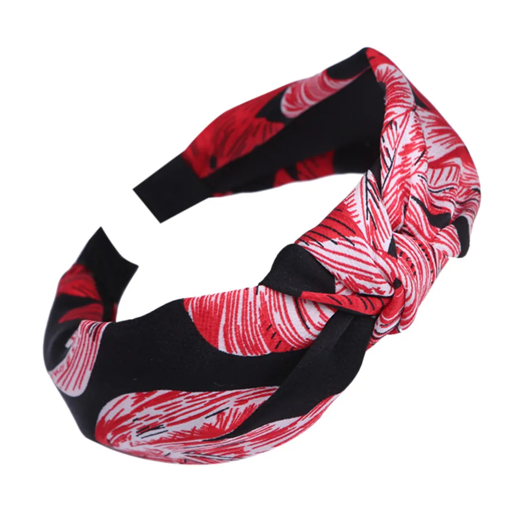 Женская тканевая повязка на голову элегантная повседневная с принтом и узлом