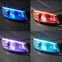 2pcs start scan led car drl daytime running lights auto flowing turn signal guide thin strip lamp styling accessories headlight
