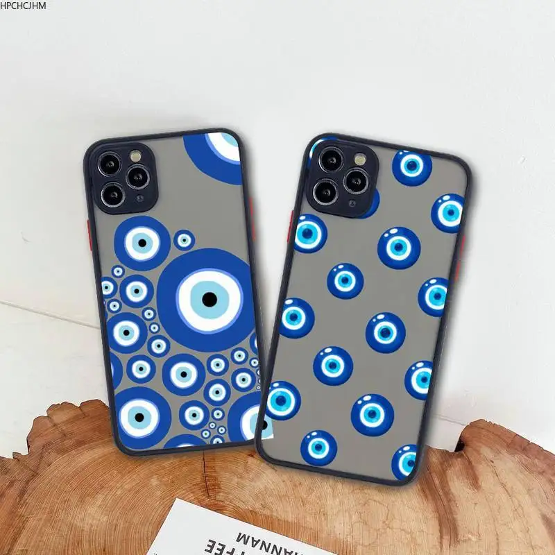 

Evil Eye Phone Case For iphone 13 12 11 Pro Max Mini XS 8 7 Plus X SE 2020 XR Matte Transparent Cover