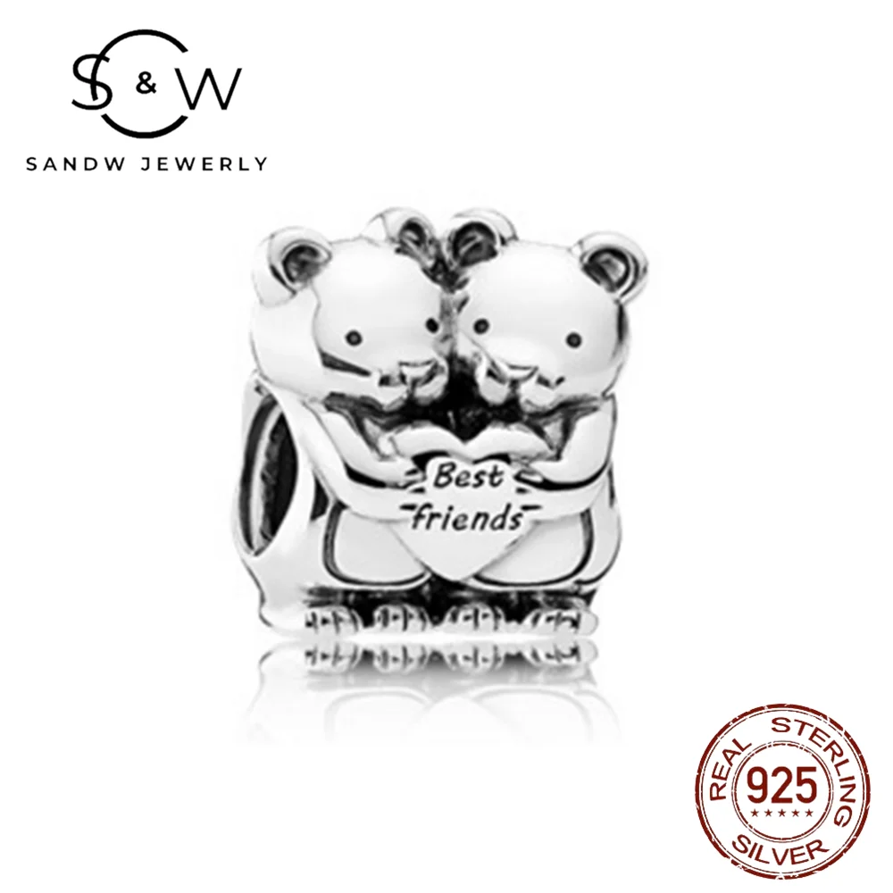 

Fashion S925 sterling silver beads cute Trojan panda with diy bracelet high quality Original Jewelry holiday gift