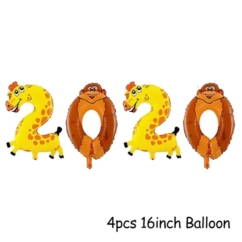 Animal 2020 Воздушные шары Золотое серебряное число фольги Гелиевый шар счастливый год воздушный шар Счастливого Рождества Год Вечерние Декор Noel - Цвет: Animal 2020