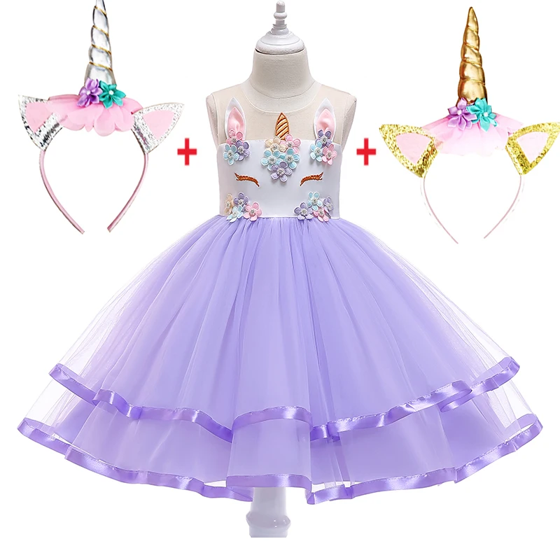 Комплект из 3 предметов платье с единорогом на Рождество день рождения косплей