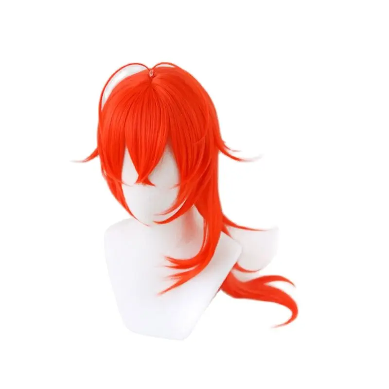 

Genshin Impact Diluc Cosplay 60cm Long Red Wig Cosplay Anime Cosplay Wigs Heat Resistant Synthetic Wigs Halloween