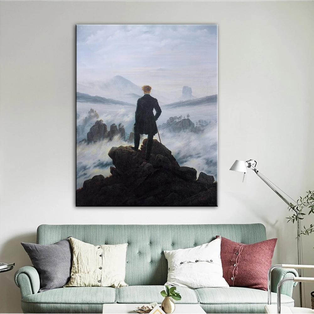 

Famous Paintings Wanderer Above The Sea of Fog Canvas Painting On The Wall Art Posters Modular Pictures for Interior Home