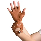 Модные весенние мужские перчатки из натуральной кожи, подходят для вождения без подкладки 100% оленьей половина пальцев перчатки без пальцев фитнес перчатки варежки