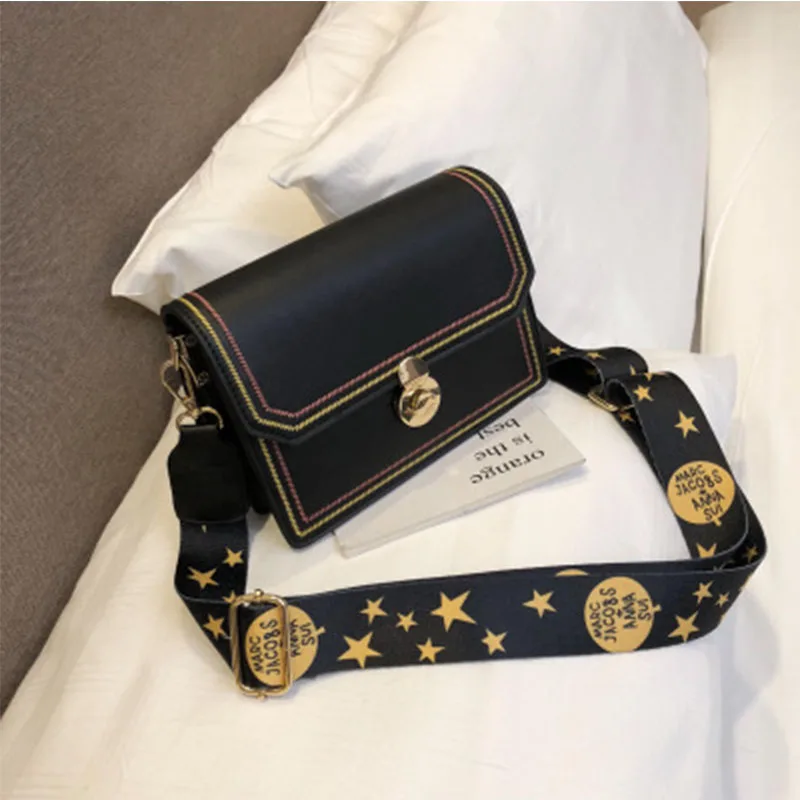 Bag for women new Korean style straddle bag outdoor travel chic wide band sewing fashion one shoulder small square bag