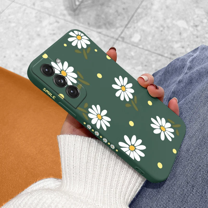Daisy Silicone Case For Samsung Galaxy S22 S21 S20 FE Ultra S10 S9 Plus Note 20 10 Plus A72 A52 A32 A71 A51 A31 A21S 4G 5G Cover
