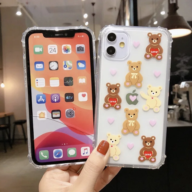 Милый заботливый медведь Цветы Чехол для телефона iphone7 8pluls 11 pro Забавный Медведь
