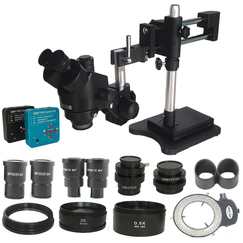 Мультифокальный Тринокулярный Стерео микроскоп с двойной стрелой 3 5x-180X