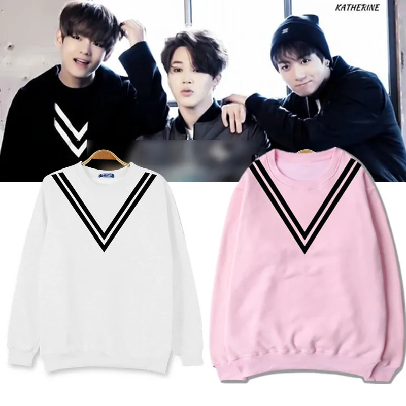 Женская толстовка с капюшоном Kpop корейский пуловер в полоску длинным рукавом