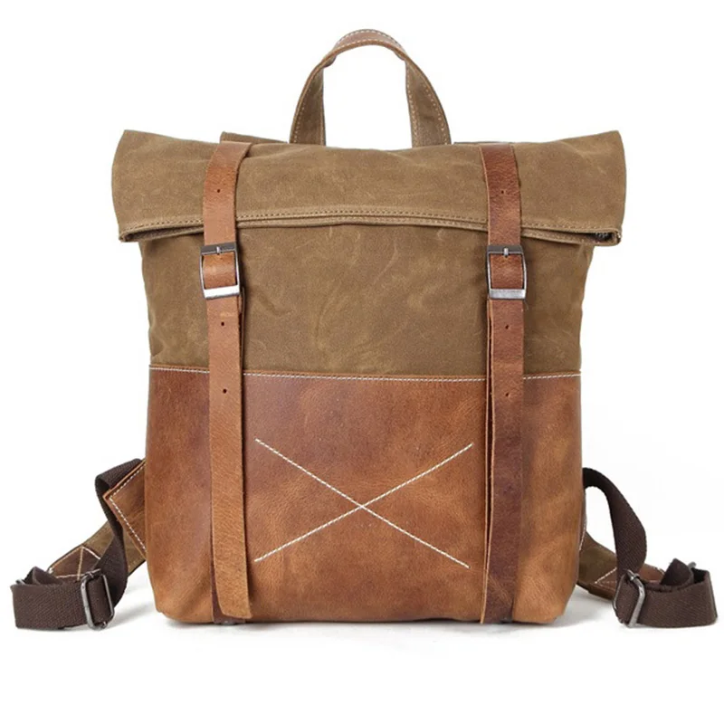 Брезентовый Рюкзак винтажная Водонепроницаемая дорожная сумка кожаная