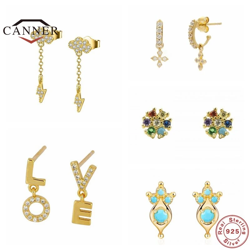 Женские серьги-гвоздики из серебра 925 пробы с цирконом | Украшения и аксессуары