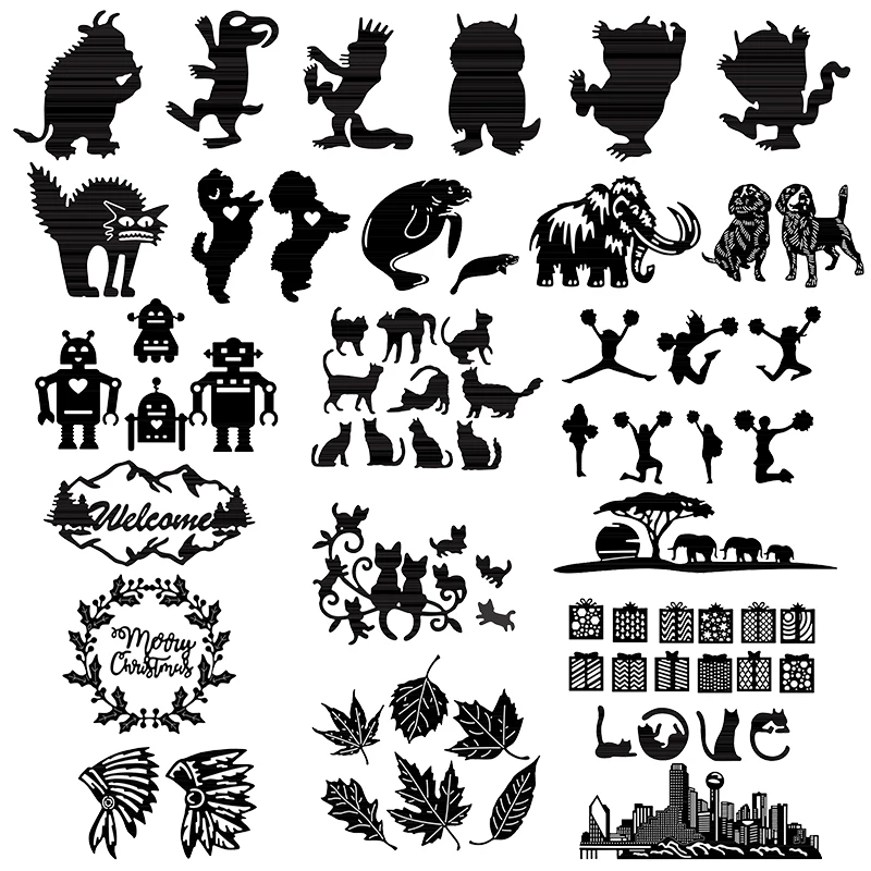 

Mixed Animals Dog Wolf Robot Gift Building Leaves Metal Cutting Dies DIY Crafts Card Album Making Scrapbooking Stencil 2021