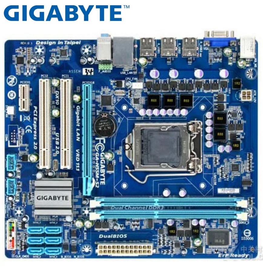 Оригинальные платы для Gigabyte ga-h55m-s2 DDR3 LGA 1156 H55M-S2 USB2.0 VGA 8 ГБ H55 настольная материнская плата