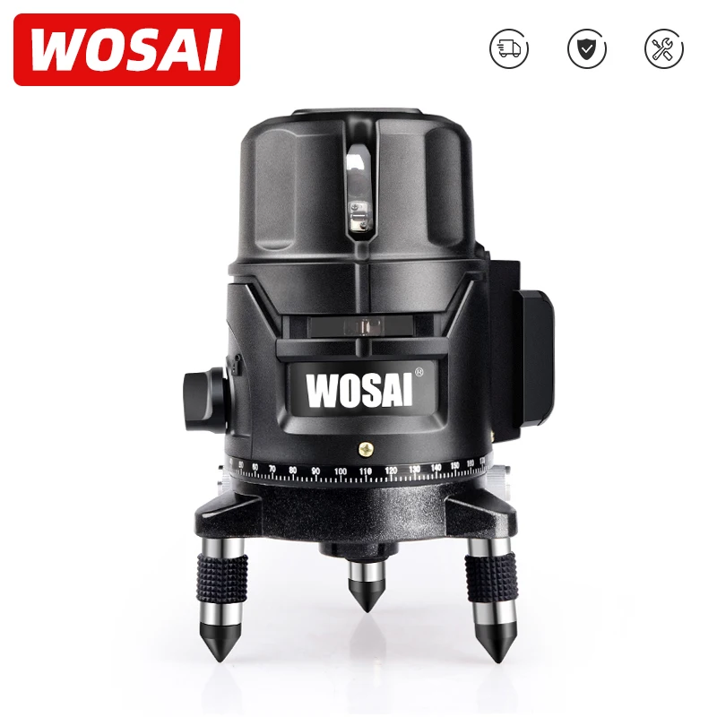 WOSAI Touch the keys 5 линий 6 точек литиевая батарея зеленый лазерный уровень
