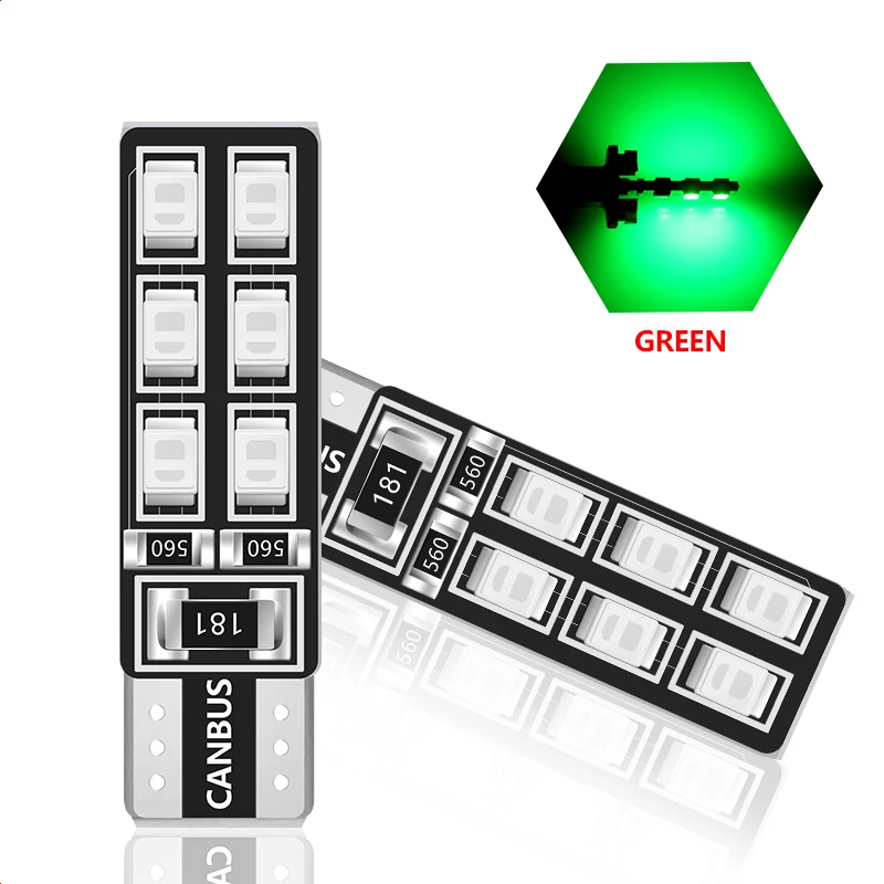1 шт. T10 W5W Автомобильный светодиодный светильник CANBUS 12 свет 3528 SMD габаритная лампа для чтения 194 168 2825 сигнальная лампа белого цвета 12 В