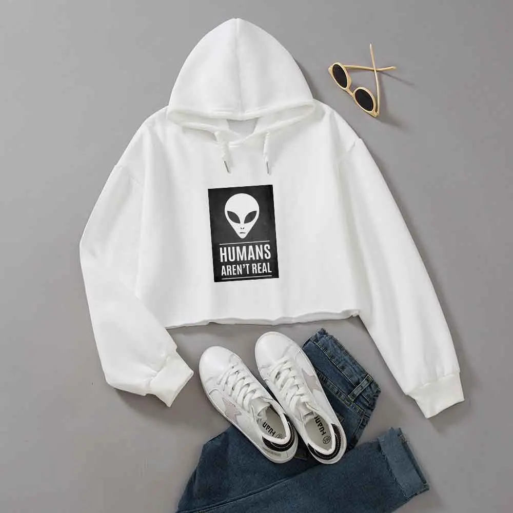 

Кроп-Топ женский с принтом черепа, белый пуловер с длинным рукавом, худи, худи с графическим принтом, хлопковый топ оверсайз, весна-осень