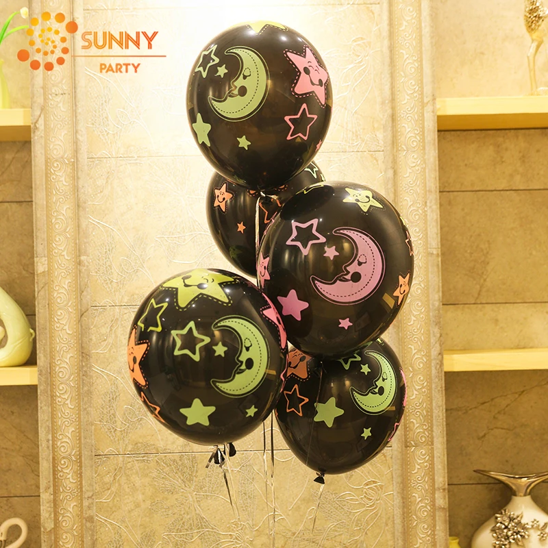 10pcs 12inch Transparent Bubble White Dot Latex Balloon Happy Birthday Star Moon Printed Balloons Festival Wedding Party Decor | Дом и сад