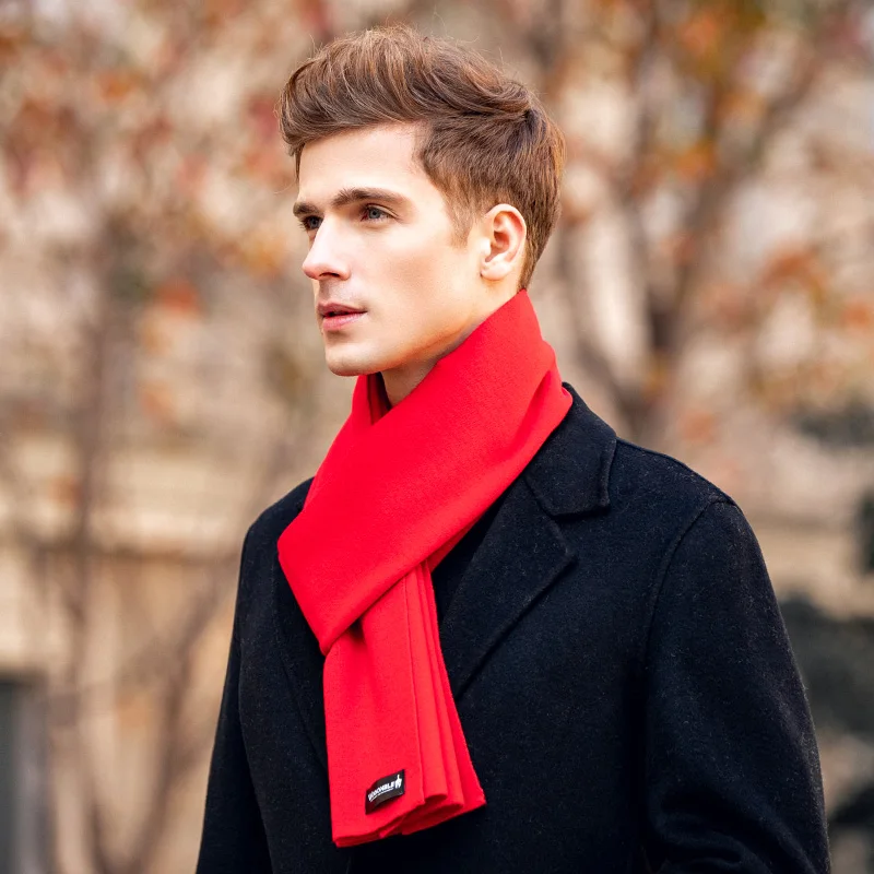 2020 Winter scarf for men, luxury brand pure color Cold protection to keep warm, skin-friendly artificial cashmere men's scarf