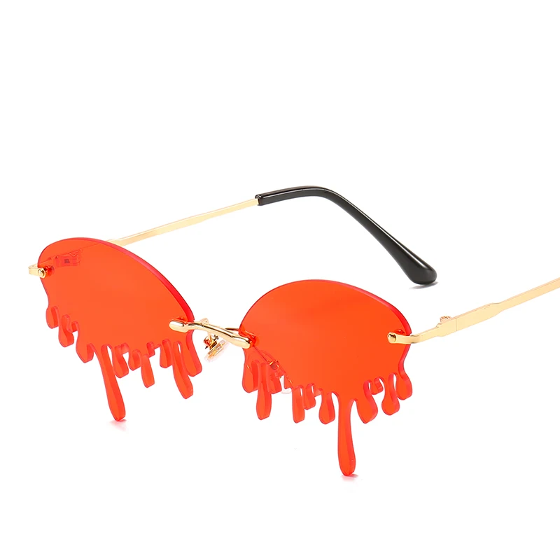 

Women's Sunglasses Fashion Eyewear Rimless Tinted Fire Dripping Shape Personalized Ladies Sunglass Photographing Tourism Posing