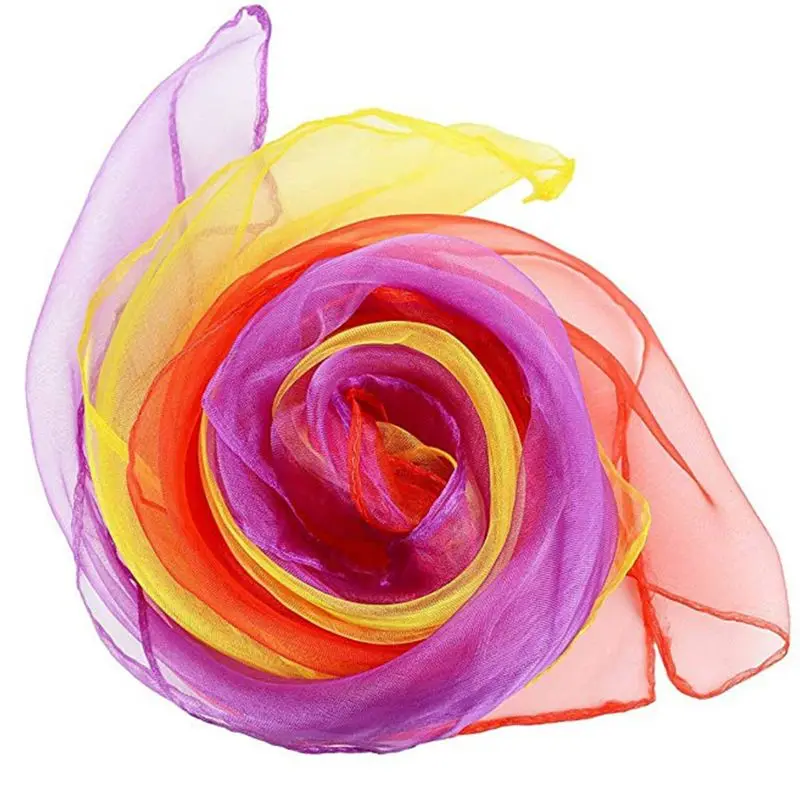 Toallas de gasa para baile y malabares, pa&ntilde;uelo de gasa pr&aacute;ctico de color caramelo para gimnasio, 6 colores-3