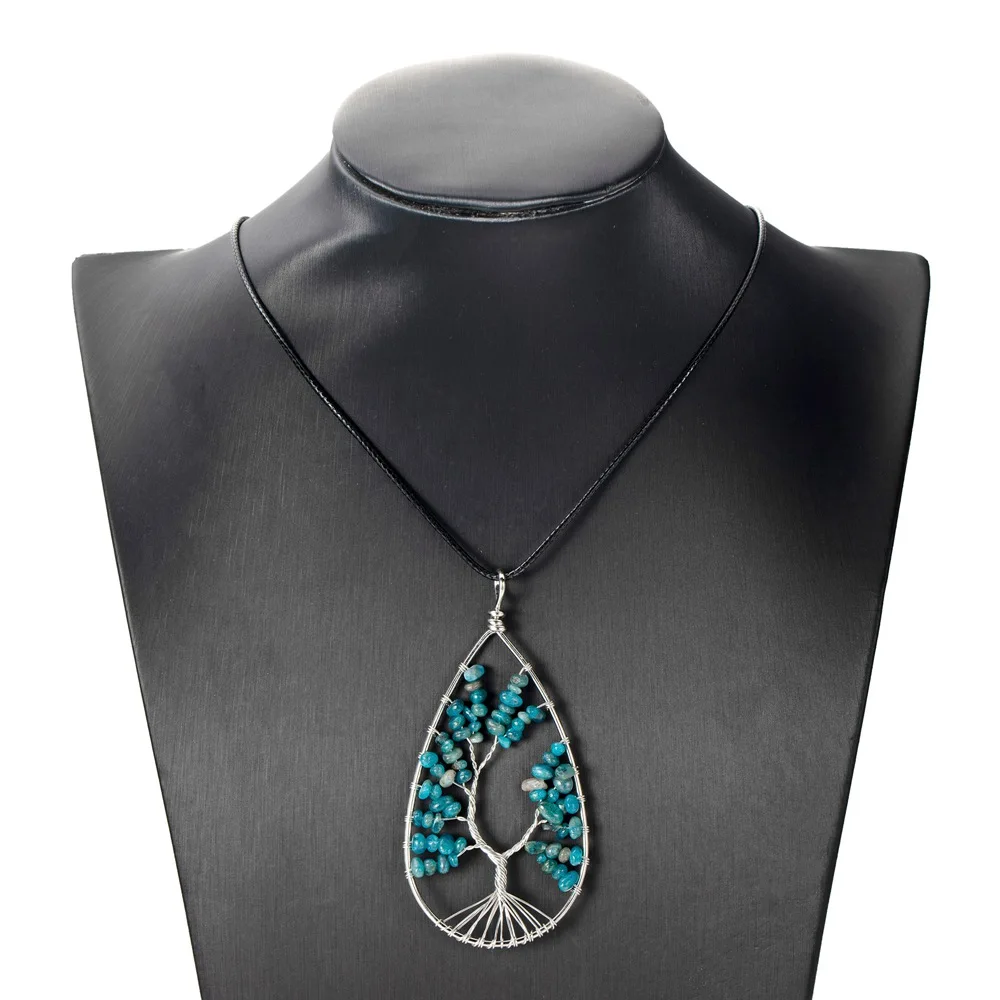 Цепочка с натуральным кристаллом ручной работы кулон из дерева 24 дюймовая черная