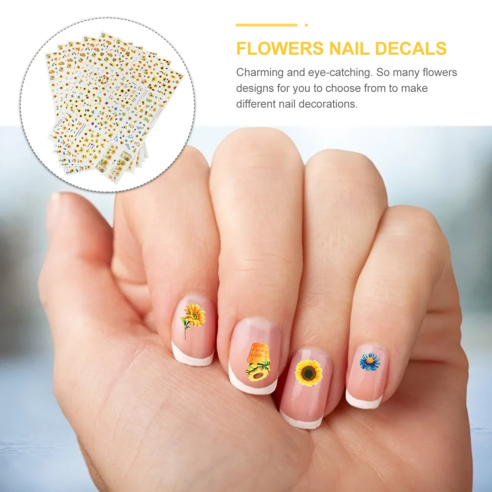 

6 Sheets Nail Decals Floral Transfer Flowers Nail Art Stickers for Girls