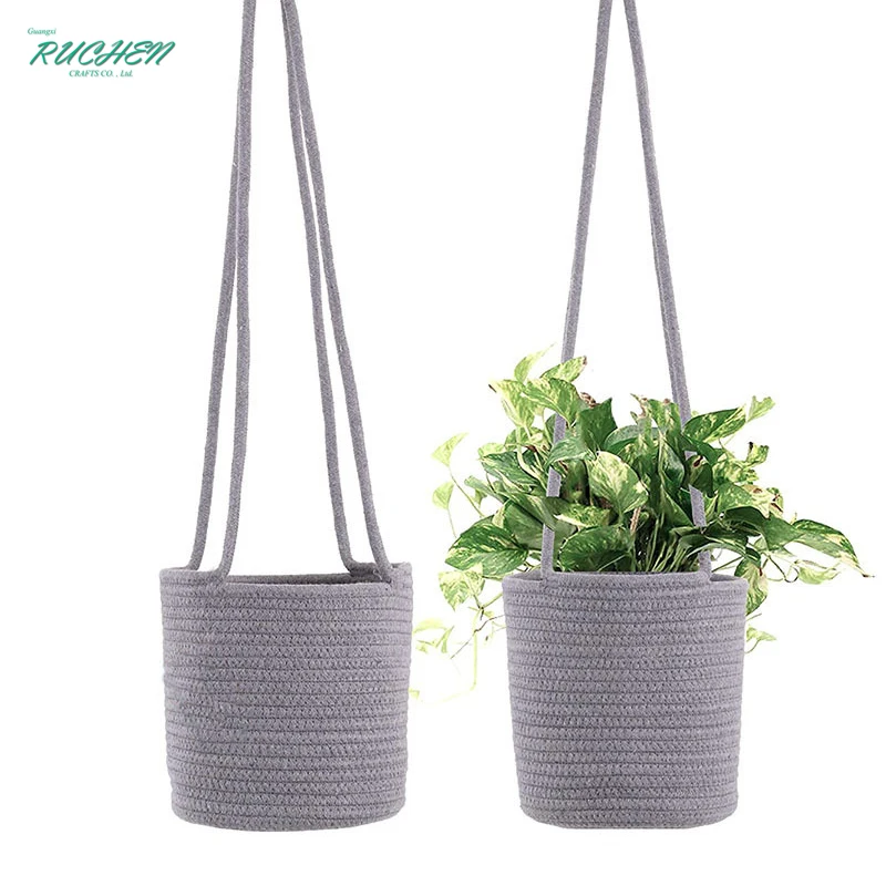 

20cm Hanging Planter Pot Woven Plant Basket Jute Cotton Rope Flower Pot Indoor Plant Decoration Hangers Storage Baskets