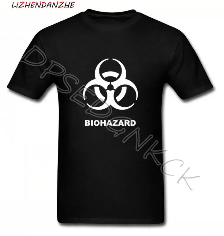 Мужская хлопковая футболка с коротким рукавом принтом логотипа BIOHAZARD лето 047 |