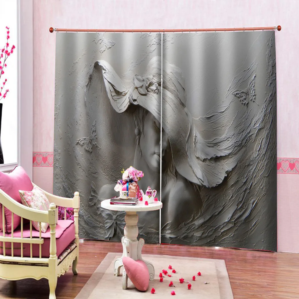 Рельефная 3D занавеска с трехмерной рельефной головкой для душа в ванной