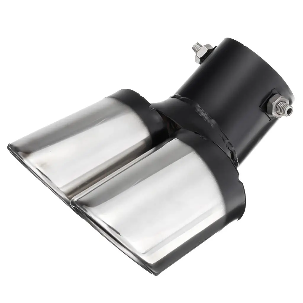 CAR REAR CURVED GUAL EXHUAST MUFFLER PIPE TRIM TIPS CHROME TAIL DURABLE | Mufflers