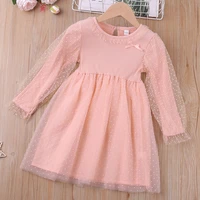 new year girls dress 2022 spring lace long sleeve dress princess dress korean version soild color children clothes 1 6 year old