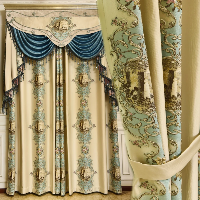 Европейские Роскошные жаккардовые 3D шторы с рисунком оленя для гостиной вышитый