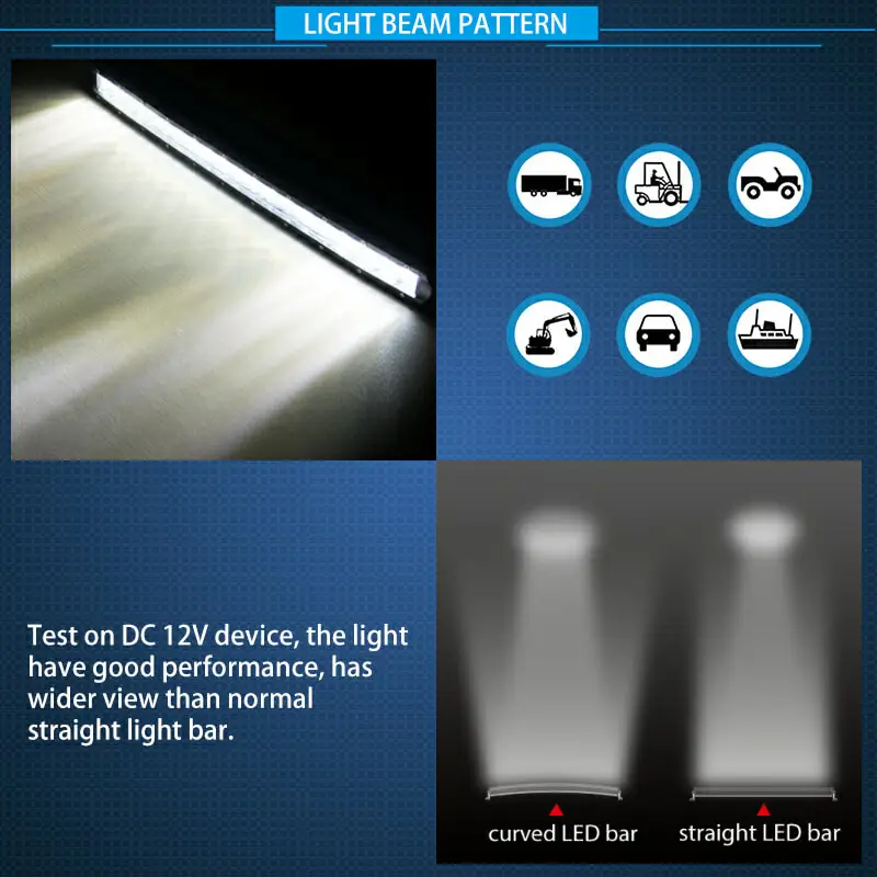 5D супер тонкий Однорядный изогнутый СВЕТОДИОДНЫЙ рабочий светильник комбо для 4WD