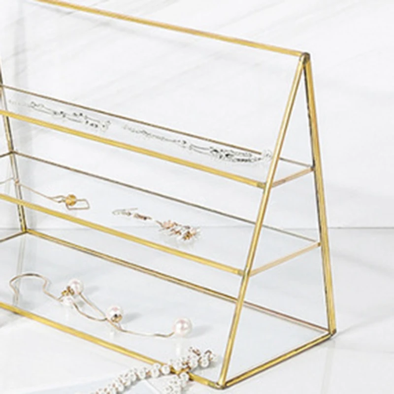 

Three-Layer Glass Jewelry Rack Decoration Ornaments Home Bedroom Dresser Cosmetic Storage Finishing Box Medium