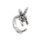 Кольцо женское регулируемое в виде кролика, серебристого цвета, A971