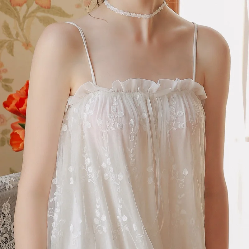 Летнее женское сексуальное кружевное Ночное платье на бретельках белые платья с