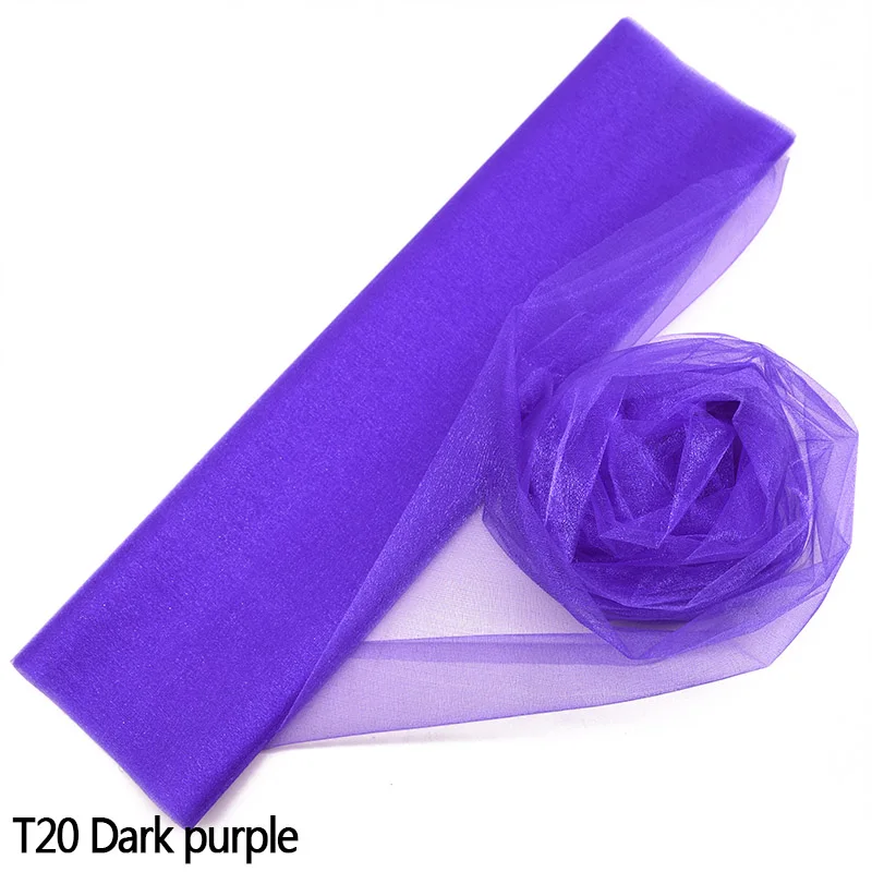 T20 dark purple 10 м 48/72 см пряжа Тюль рулон органзы из фатина с лентой, для Юбка для стола ткань для малыша День рождения Baby Shower деревенский Свадебные украшения - Цвет: T20 dark purple