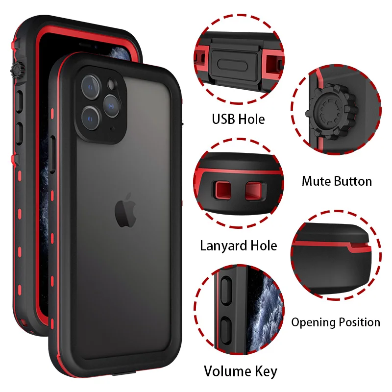 

Shellbox Waterproof Case for iPhone 11 Pro Max Shockproof Silicone Cover for iPhone 12 Pro 360 Full Cover for iPhone XR XS Max