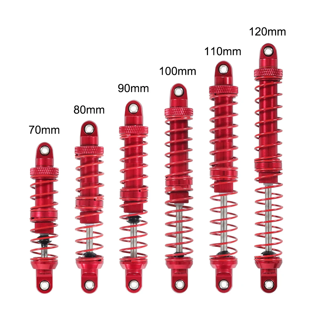 

4PCS RC Rock Crawler Metal Oil Shock Absorber Red 70mm 80mm 90mm 100mm 110mm 120mm for axial 1/10 SCX10 TRX4 D90 Wraith