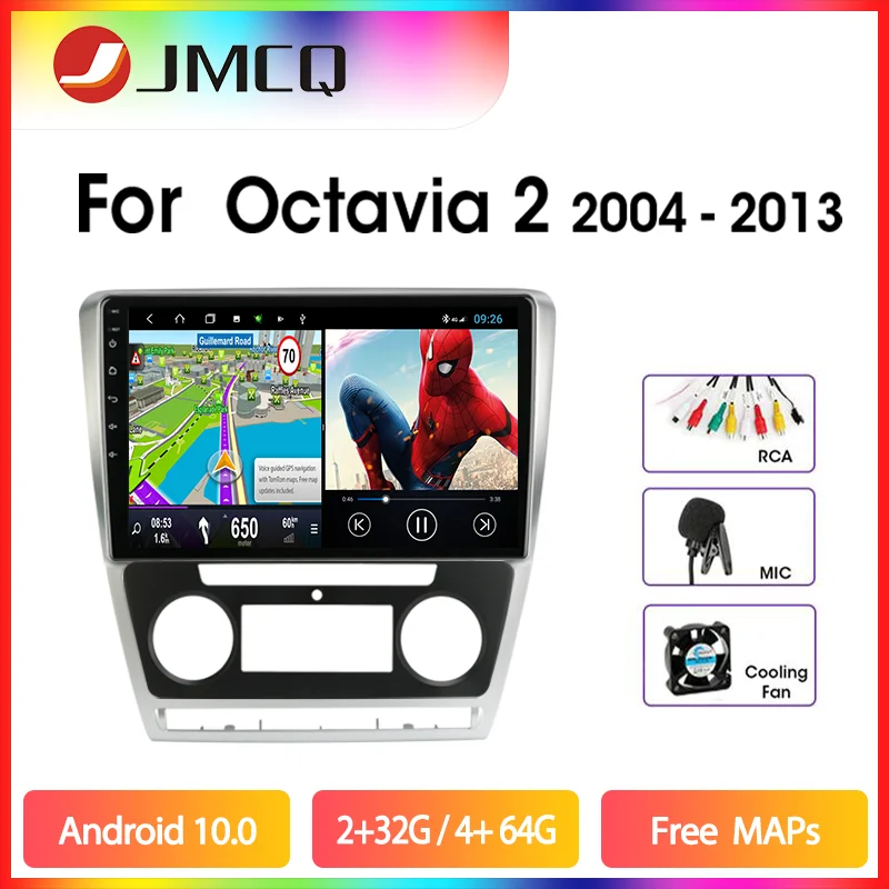 Автомагнитола JMCQ для SKODA мультимедийный видеоплеер на Android 9 экран 10 дюймов 2 Гб + 32