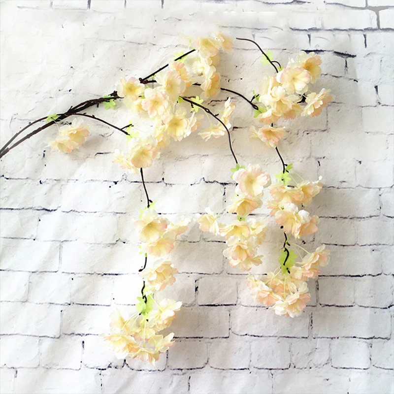 Искусственный шелк цветущая вишня цветы Гирлянда diy Декор для свадьбы Арка фото