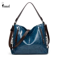 funmardi oil tote bag women vintage retro large shoulder bag pu soft leather crossbody bag female luxury design handbag wlhb2614